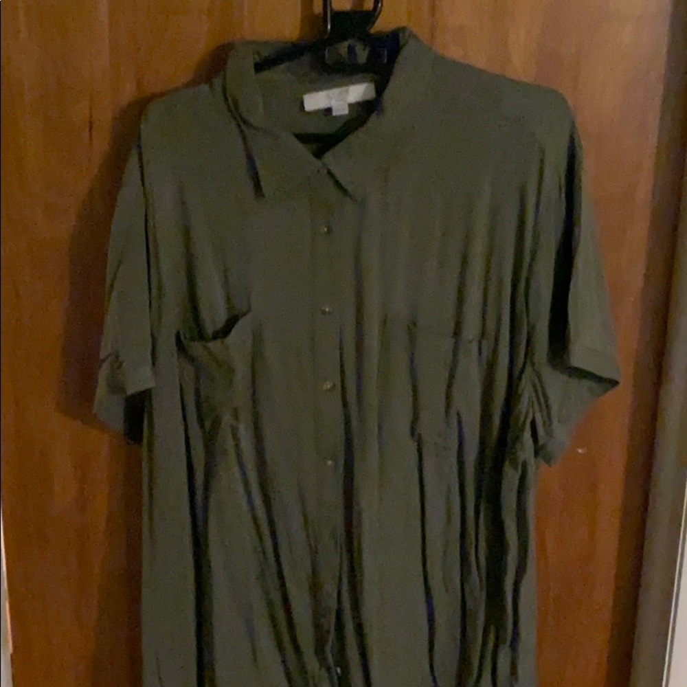 Loft button down olive shirt